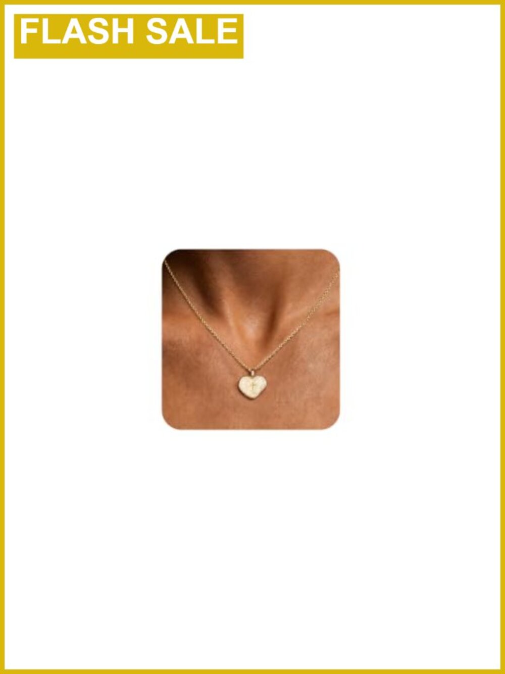 18K Gold Plated Heart Cross Pendant Necklace 19"